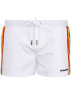 Dsquared2 Rainbow Trim Swim Shorts - White