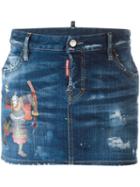 Dsquared2 Samurai Detail Mini Skirt, Women's, Size: 38, Blue, Cotton/spandex/elastane/polyester