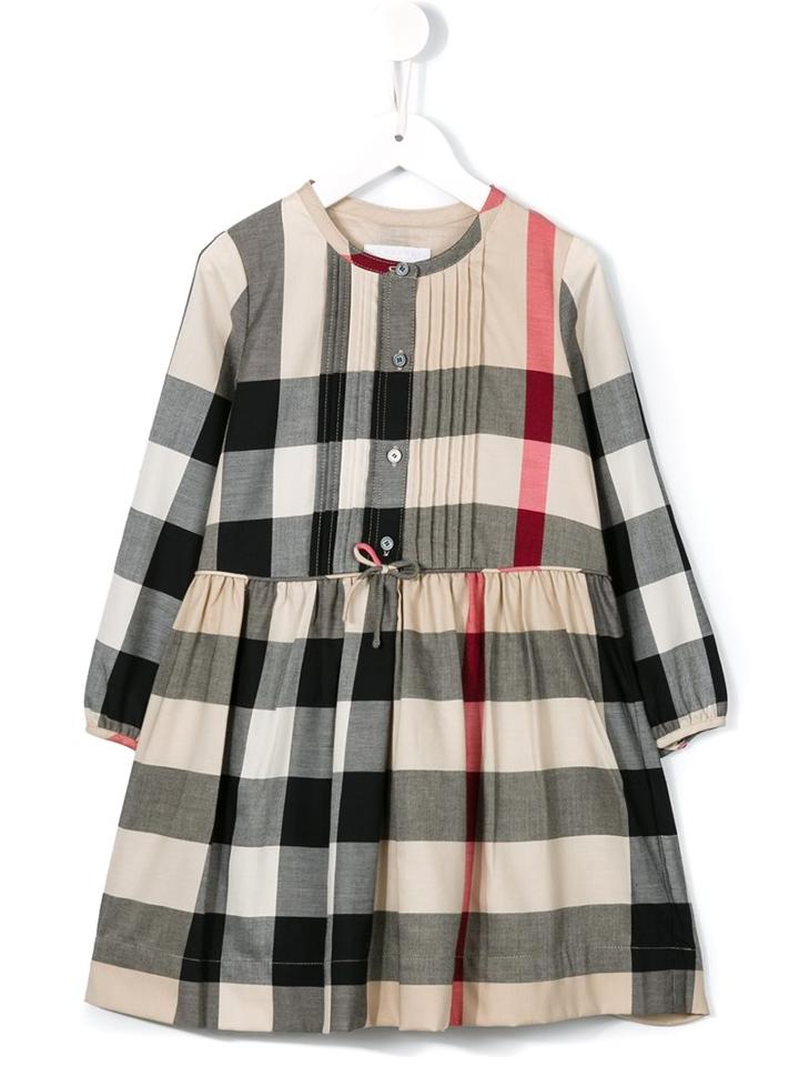 Burberry Kids Checked Dress, Girl's, Size: 10 Yrs, Black