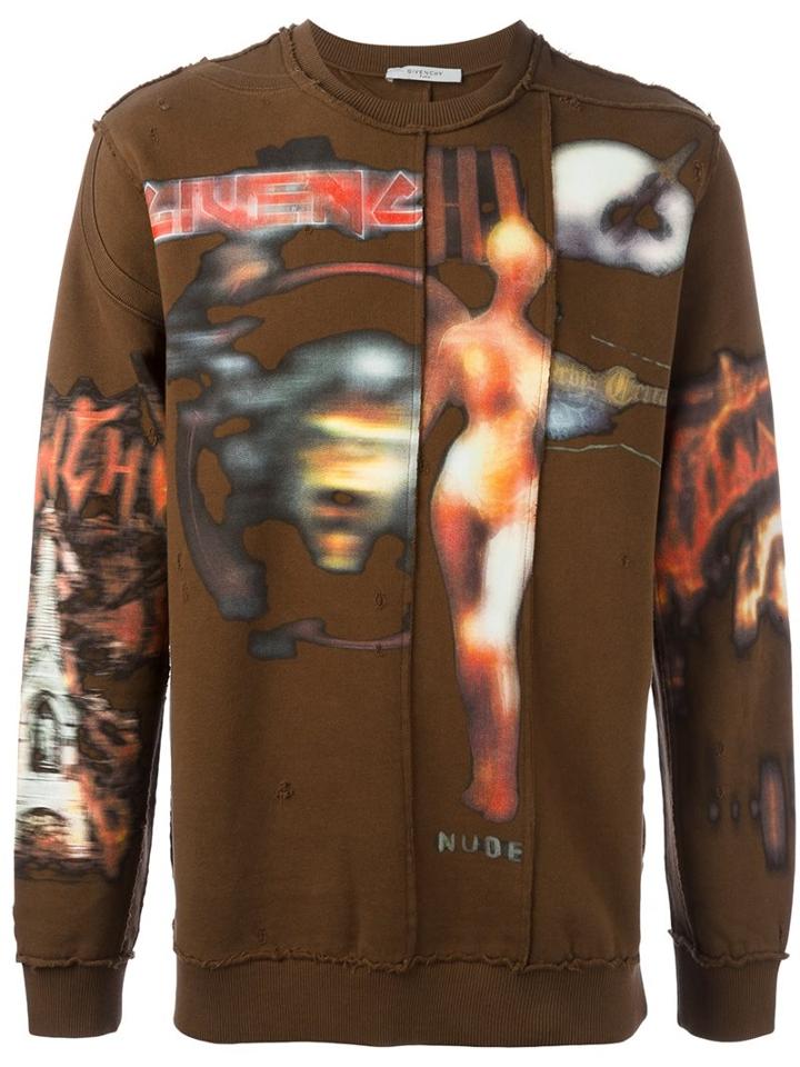 Givenchy Heavy Metal Print Sweatshirt, Men's, Size: Small, Brown, Cotton