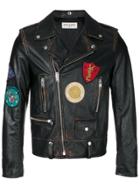 Saint Laurent Classic Multi-patch Motorcycle Jacket - Black