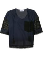 Derek Lam 10 Crosby Macramé Detail Cropped T-shirt, Women's, Size: 6, Blue, Cotton