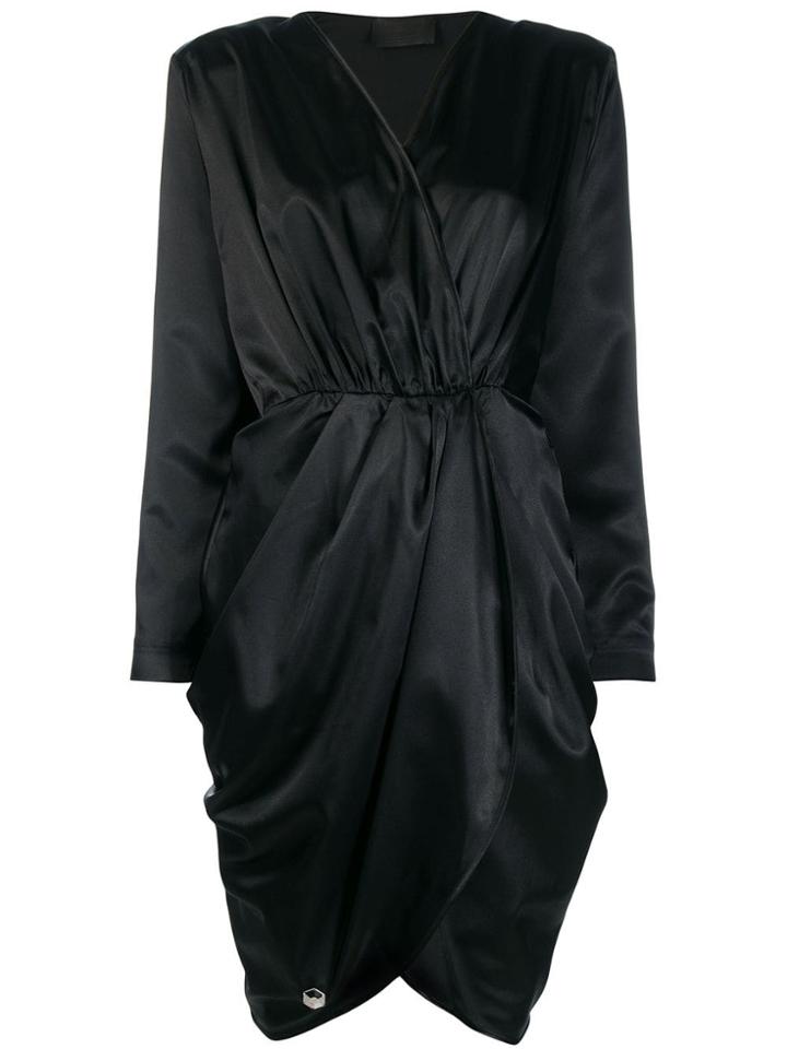 Philipp Plein Wrap Style Mini Dress - Black