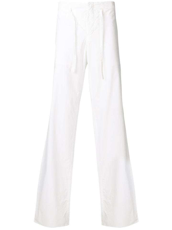 Romeo Gigli Vintage Straight Drawstring Trousers - White