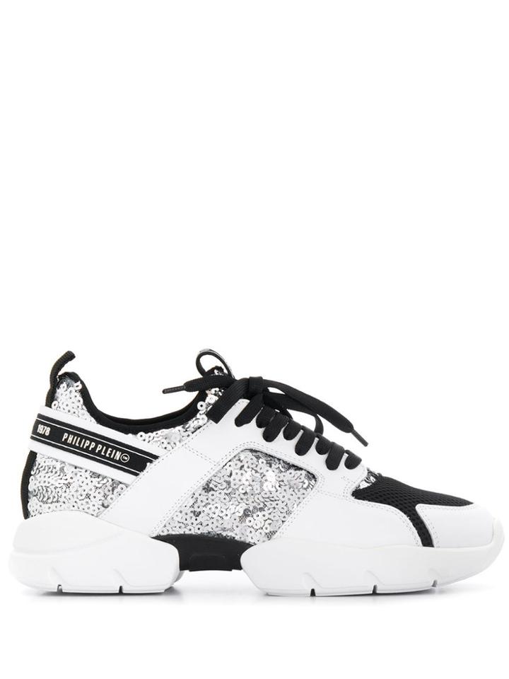 Philipp Plein Sequin Panel Sneakers - Silver