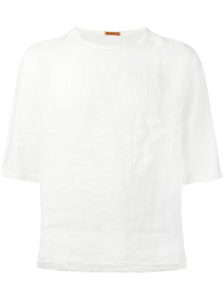 Barena Chest Pocket Boxy T-shirt, Men's, Size: 48, White, Linen/flax