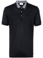 Salvatore Ferragamo Patterned Collar Polo Shirt - Black