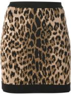 Balmain Leopard Print Skirt, Women's, Size: 38, Black, Viscose
