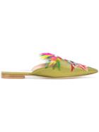 Alberta Ferretti Parrot Embroidered Mules - Green