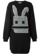 Mcq Alexander Mcqueen Massai Bunny Embroidered Sweatshirt Dress, Women's, Size: Small, Black, Cotton