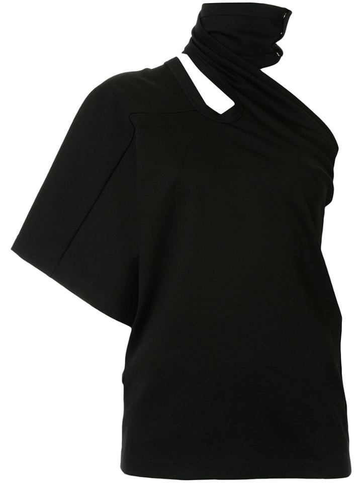 Ambush Woven Cut Out Wrap Top - Black