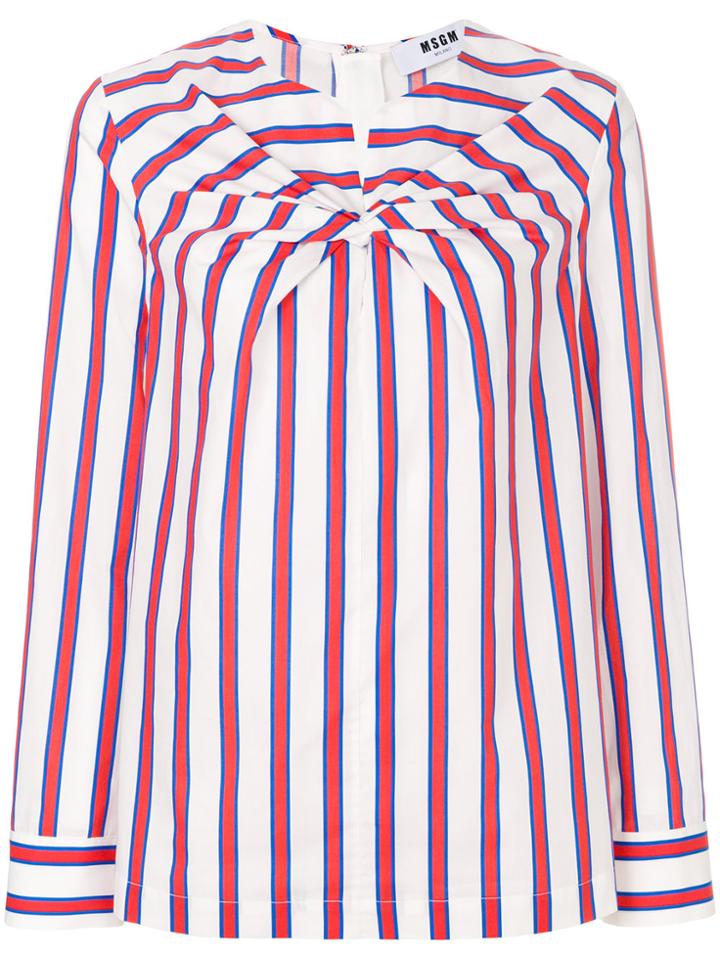 Msgm Twist-detail Striped Blouse - Red