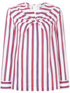 Msgm Twist-detail Striped Blouse - Red