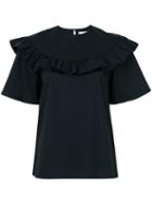 Vivetta - Ruffle Blouse - Women - Cotton/polyester/spandex/elastane/viscose - 40, Black, Cotton/polyester/spandex/elastane/viscose