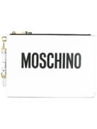 Moschino Logo Clutch, Women's, White, Leather