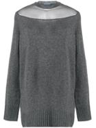 Prada Cashmere Sheer Panel Sweater - Grey