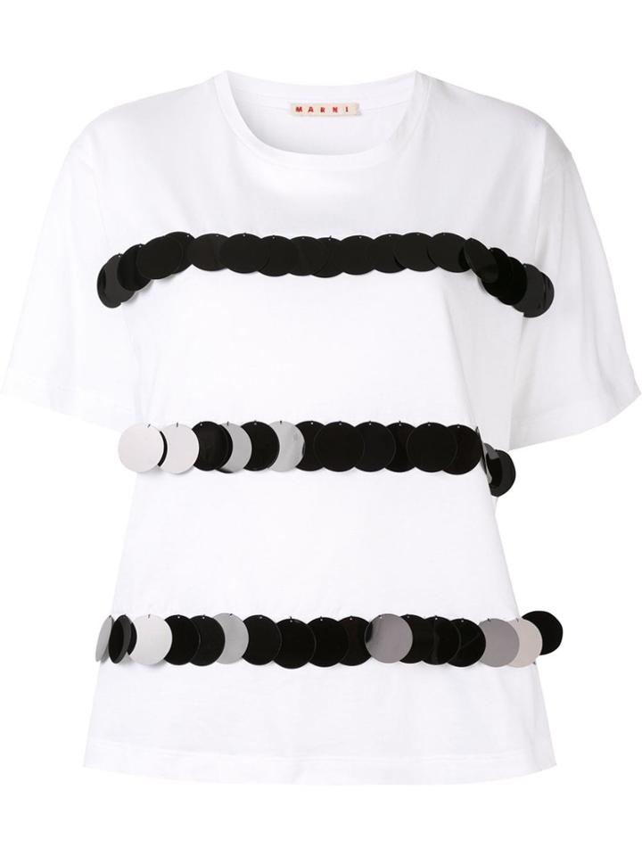 Marni Sequin Stripe T-shirt - White