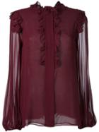 Giambattista Valli Ruffled Longsleeved Blouse, Women's, Size: 44, Pink/purple, Silk