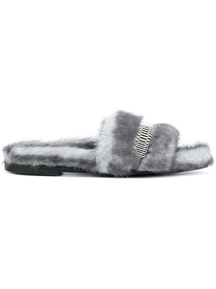 Kendall+kylie Metallic Strap Slides - Grey