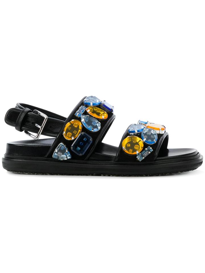 Marni Jewelled Fussbett Sandals - Black