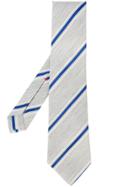 Isaia Contrast Stripe Tie - Grey
