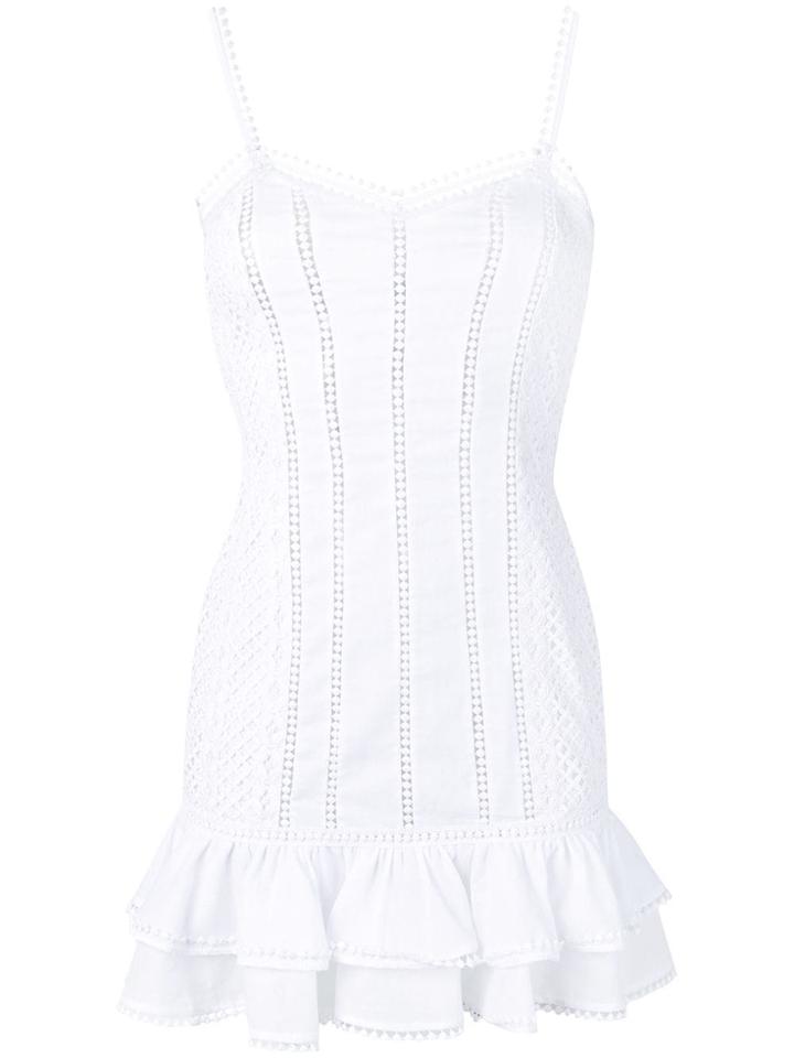 Charo Ruiz Embroidered Fitted Mini Dress - White