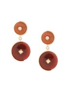Crystalline Clip-on Stone Earrings - Red