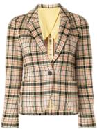 Caban Plaid Fitted Blazer - Multicolour