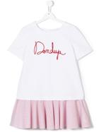 Dondup Kids Striped Peplum Hem Dress - White