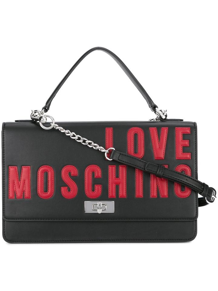 Love Moschino Logo Flap Shoulder Bag, Women's, Black