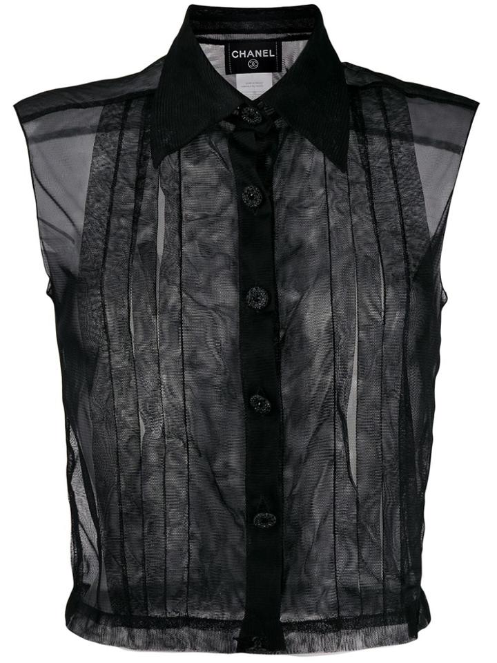 Chanel Vintage 2002's Cropped Sheer Blouse - Black