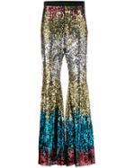 Amen Flared Sequin Trousers - Metallic