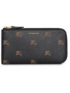 Burberry Ekd Leather Ziparound Wallet And Coin Case - Black