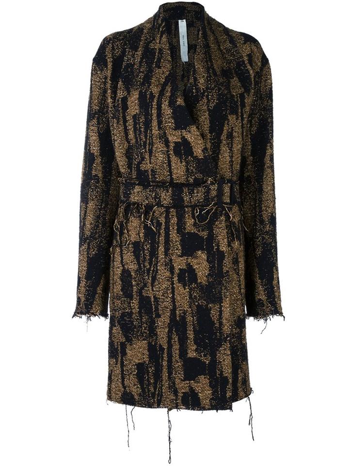 Damir Doma Belted Coat, Women's, Size: Small, Black, Cotton/linen/flax/acrylic/virgin Wool