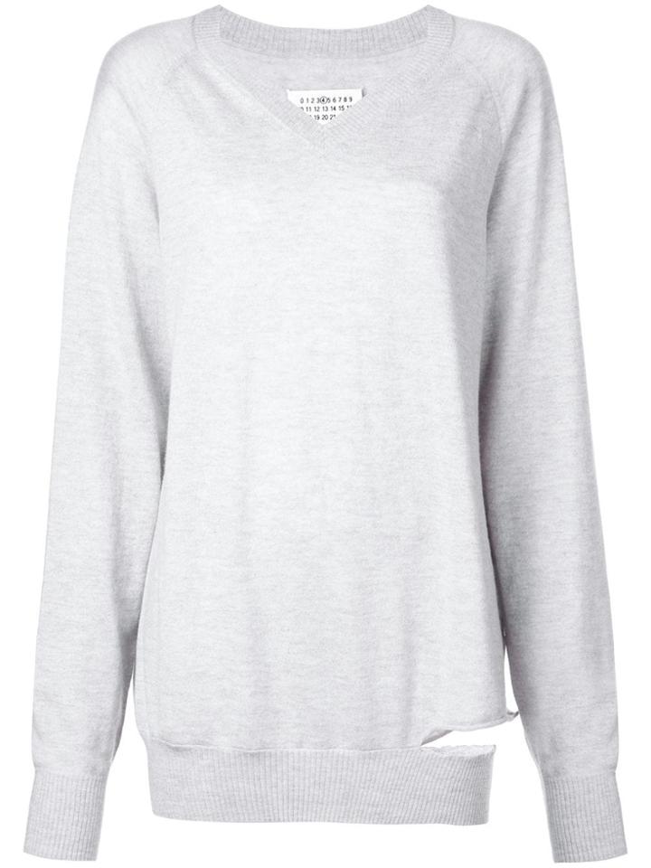 Maison Margiela Ripped Effect Jumper - Grey