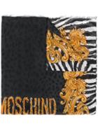 Moschino Multi Print Logo Scarf - Black