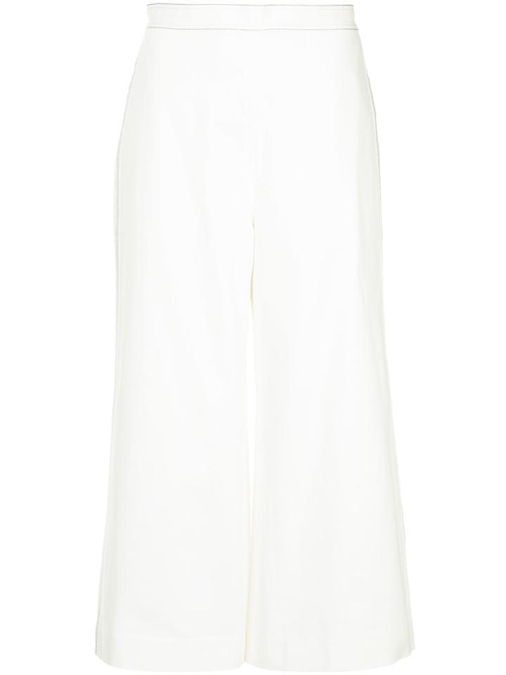 Self-portrait Wide Leg Cropped Trousers - White
