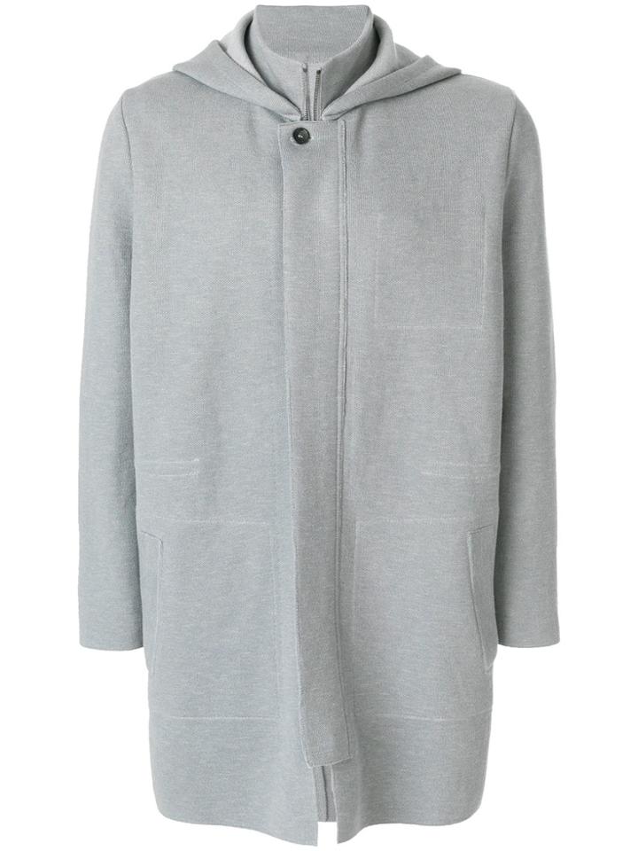 Falke Hooded Buttoned Coat - Grey