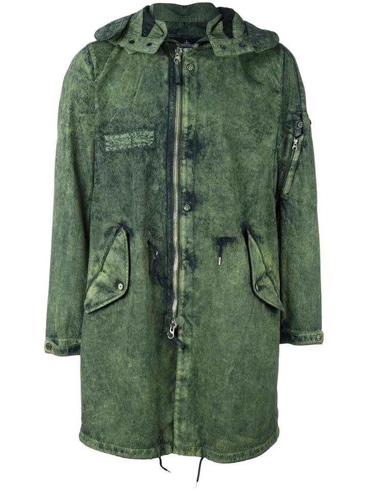 Stone Island Shadow Project Denim Parka, Men's, Size: Large, Green, Cotton/polyamide/polyurethane Resin