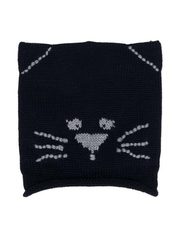Catya Kids Cat Face Print Scarf - Blue