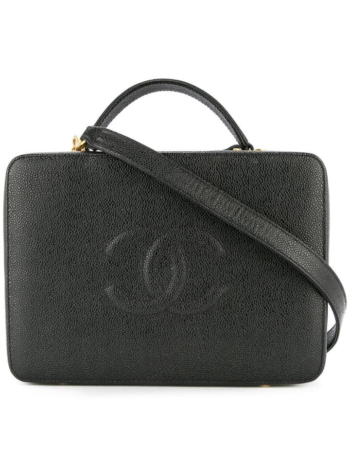 Chanel Vintage 2-way Cosmetic Vanity Hand Bag - Black