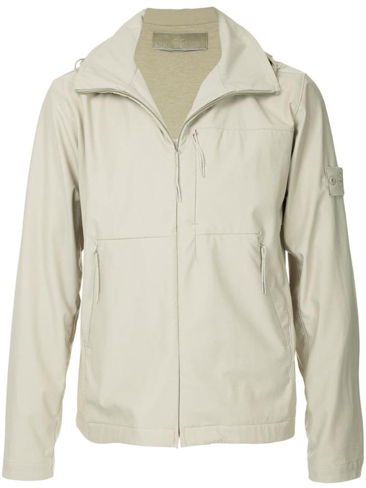 Stone Island Hooded Zipped Jacket - Brown