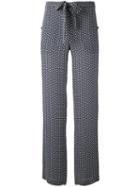 Theory - Tile Print Trousers - Women - Silk/polyester/spandex/elastane - 8, Blue, Silk/polyester/spandex/elastane