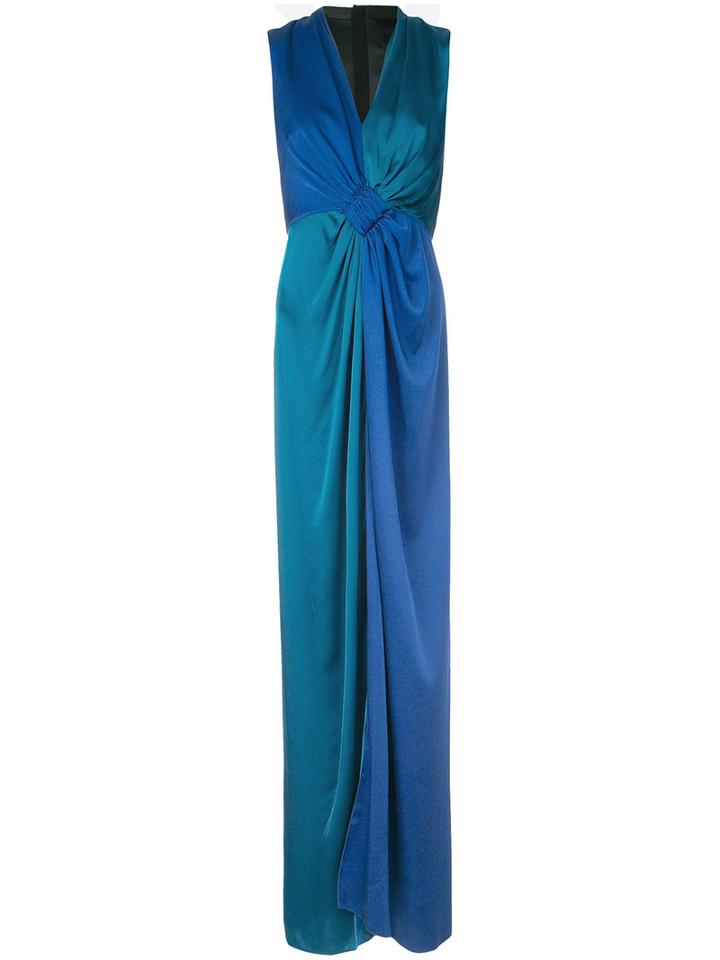 Paule Ka - Contrast Woven Draped Dress - Women - Polyester/triacetate - 40, Blue, Polyester/triacetate