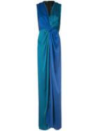 Paule Ka - Contrast Woven Draped Dress - Women - Polyester/triacetate - 40, Blue, Polyester/triacetate