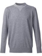 Sacai Twin Crew Neck Jumper, Men's, Size: 1, Grey, Cotton/cashmere