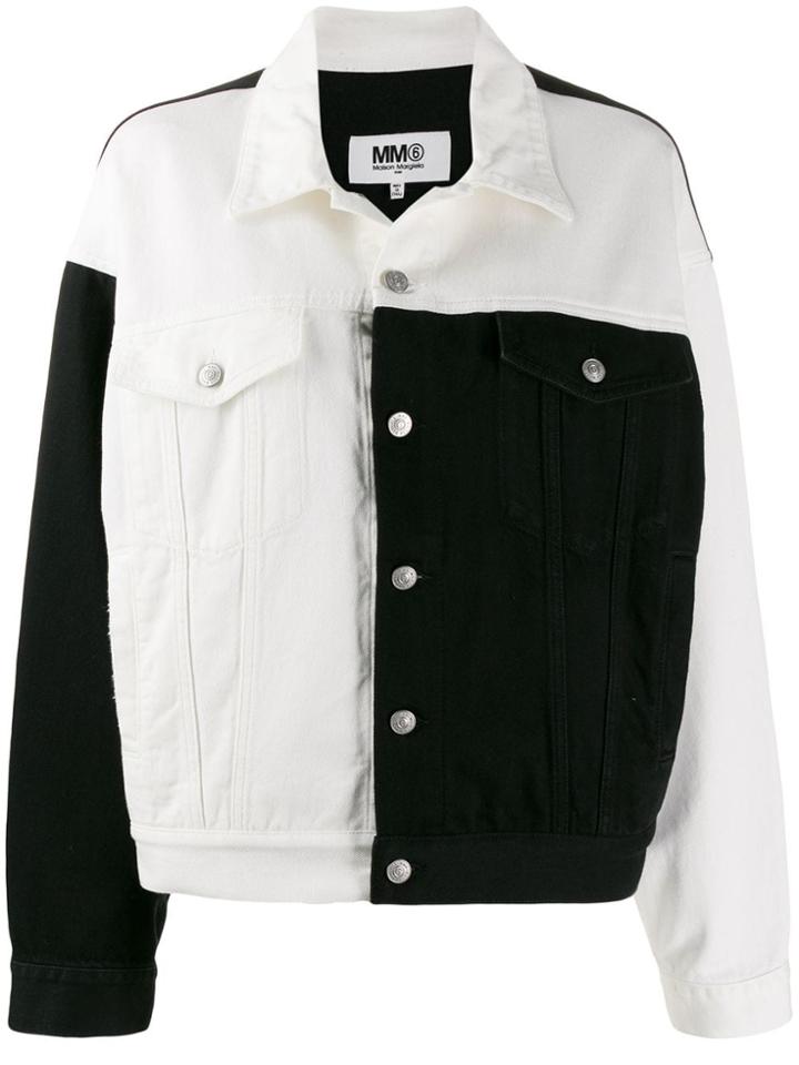 Mm6 Maison Margiela Monochrome Block Denim Jacket - Black