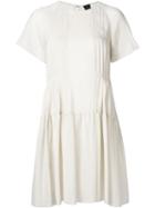 Vera Wang Shortsleeved Pleated Peasant Dress, Women's, Size: 10, Nude/neutrals, Silk/cotton