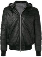 Barba Hooded Leather Jacket - Black