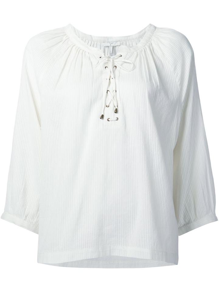 Joie Lace-up Neck Blouse, Women's, Size: Large, White, Cotton